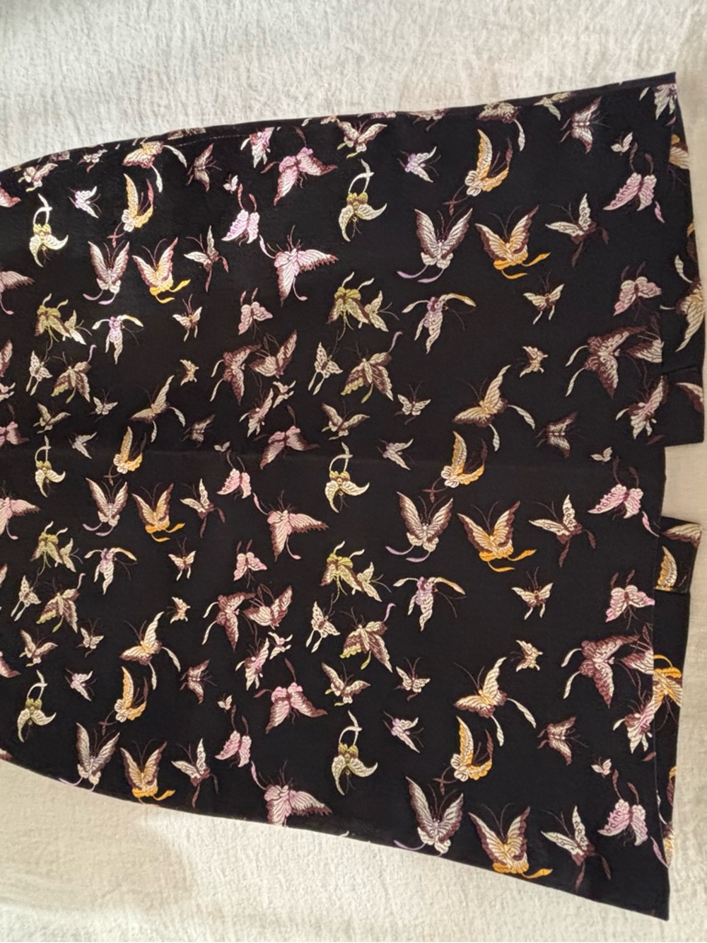 Nicole Miller Black Skirt with Pink and Gold Butterfly Embroidery
